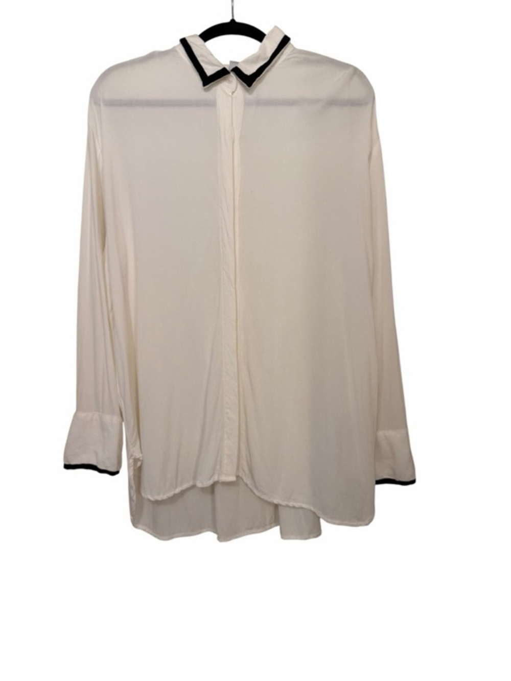Old Navy White Blouse with Black Trim Accents